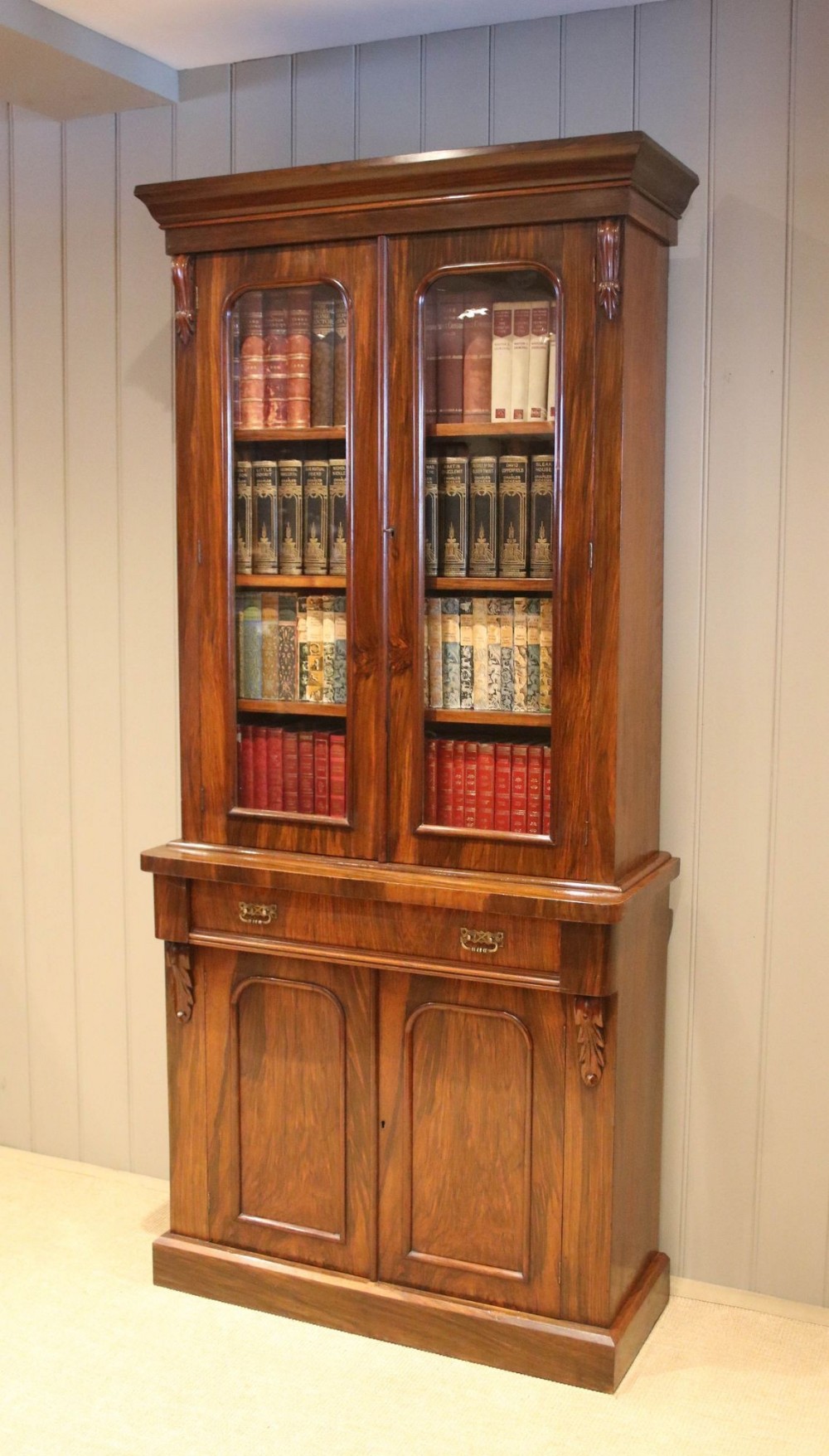 Victorian Walnut Cabinet Bookcase