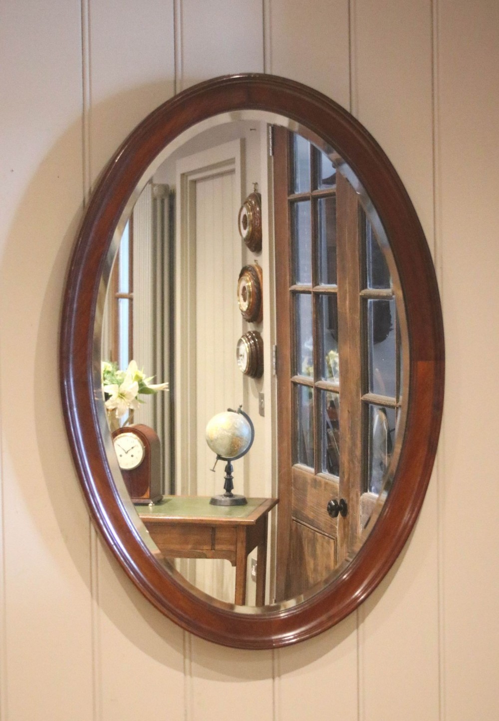 Oval Walnut Wall Mirror