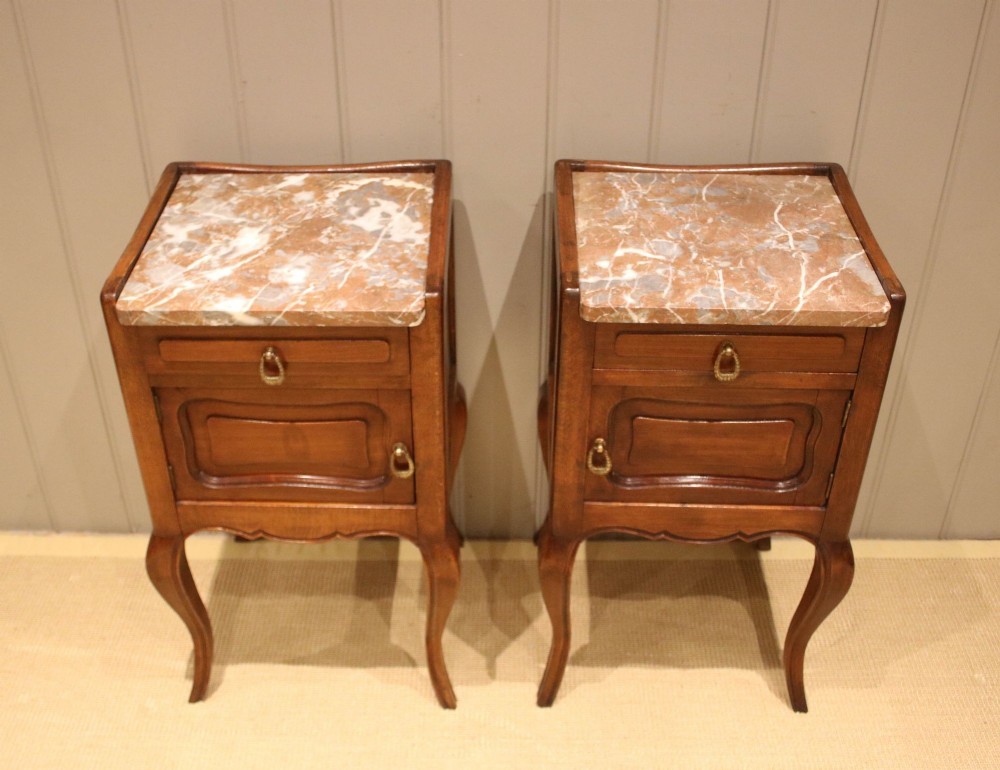 Pair Of French Beechwood Bedside Cabinets
