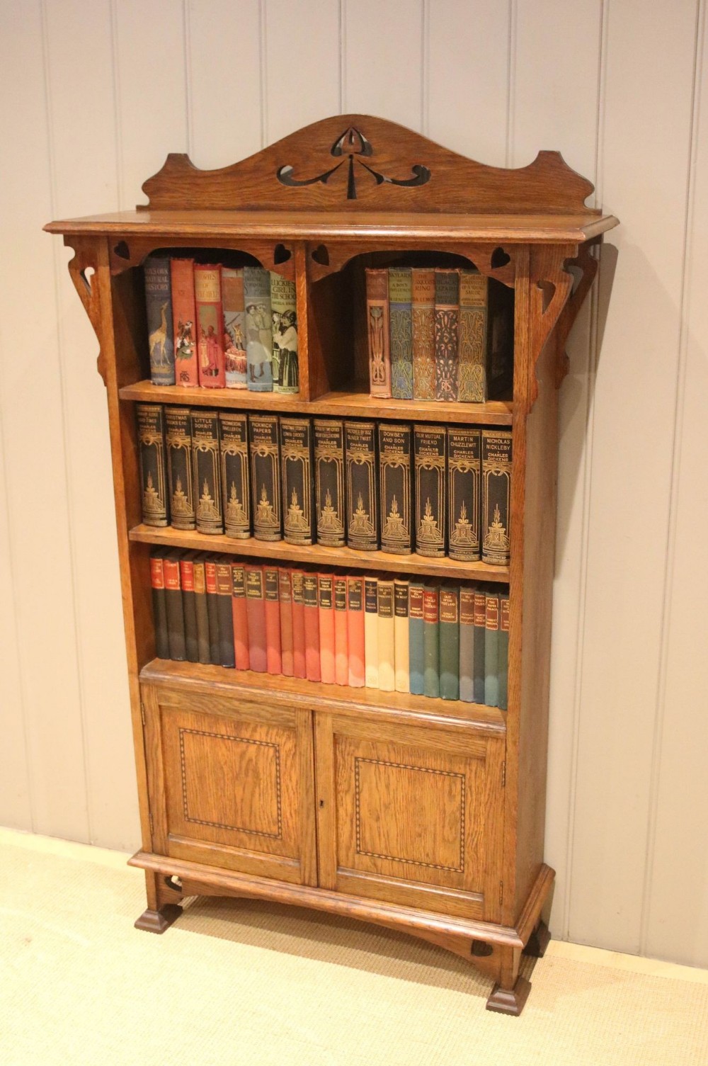 Arts & Crafts Oak Cabinet Bookcase