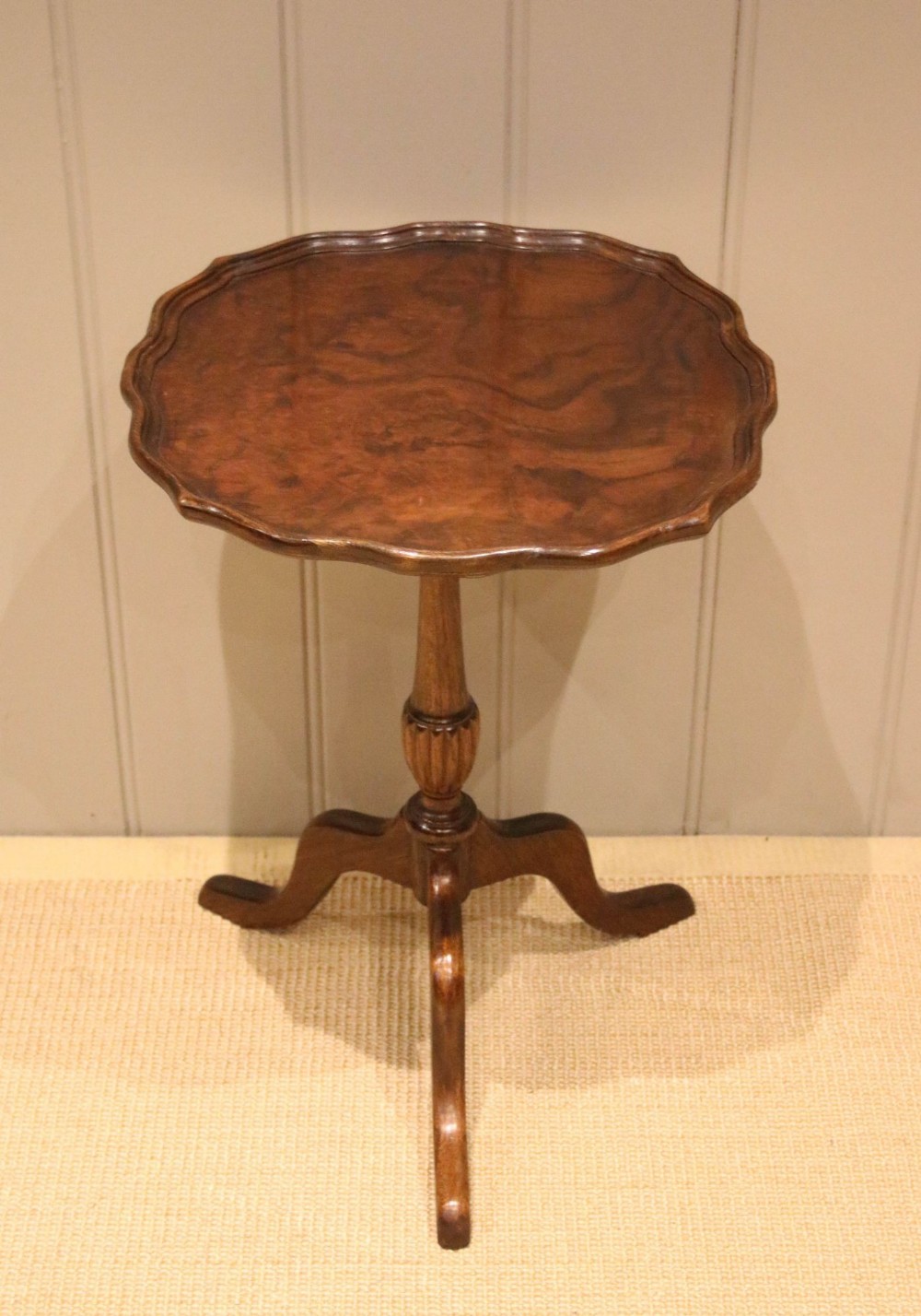 Figure Walnut Pedestal Wine Table