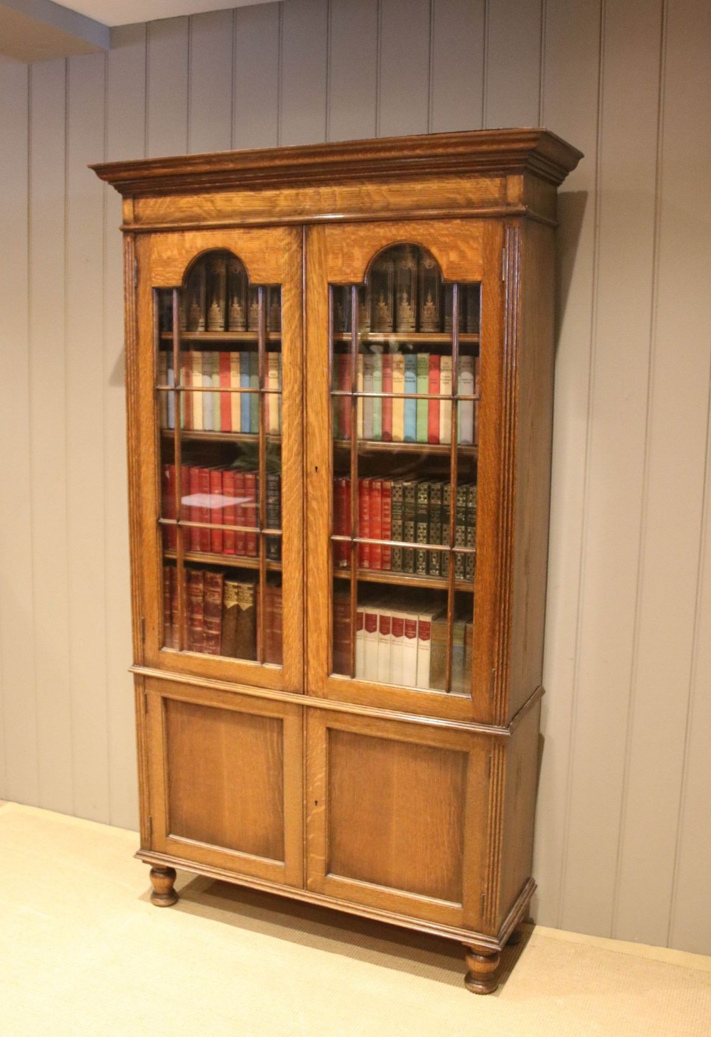 Tall Oak Cabinet Bookcase
