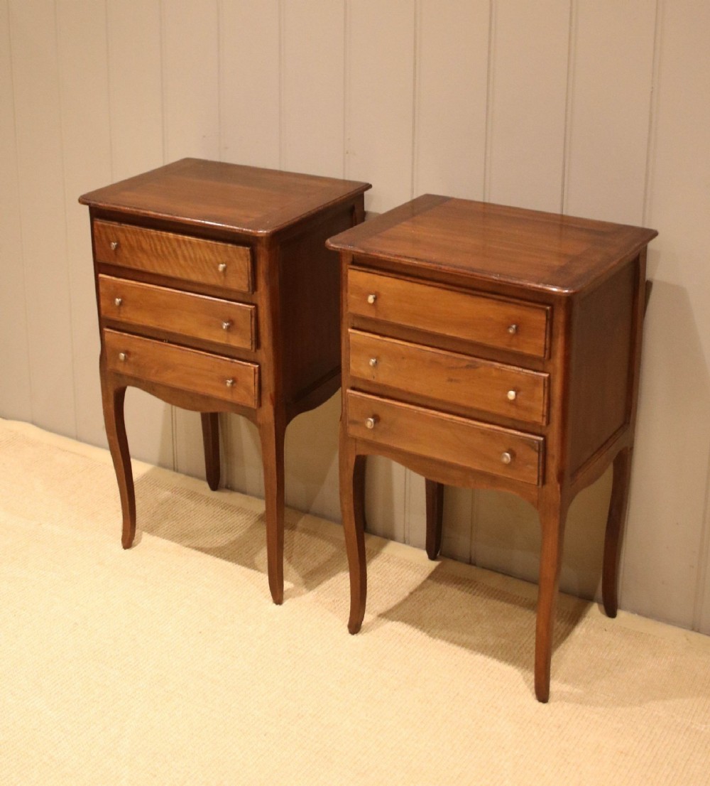 Pair Of French Walnut Bedside Cabinets