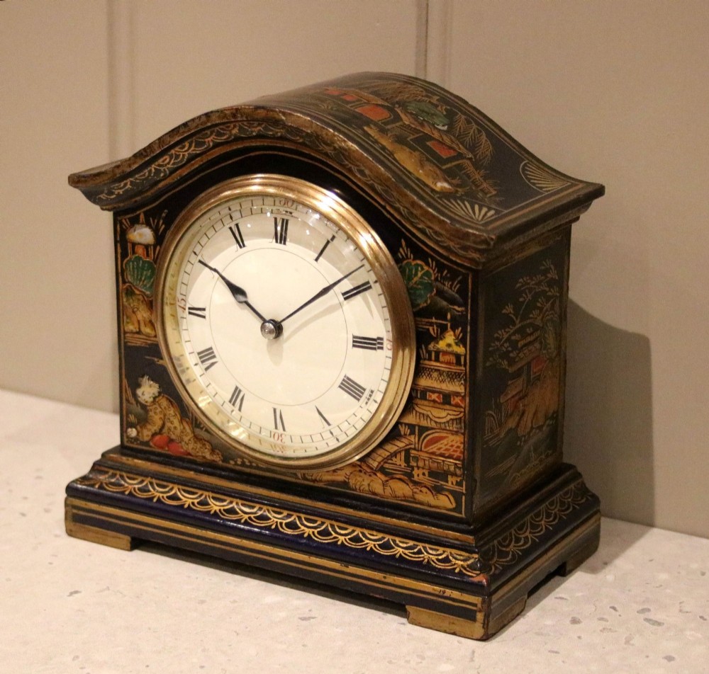 Small Dark Blue Chinoiserie Mantel Clock