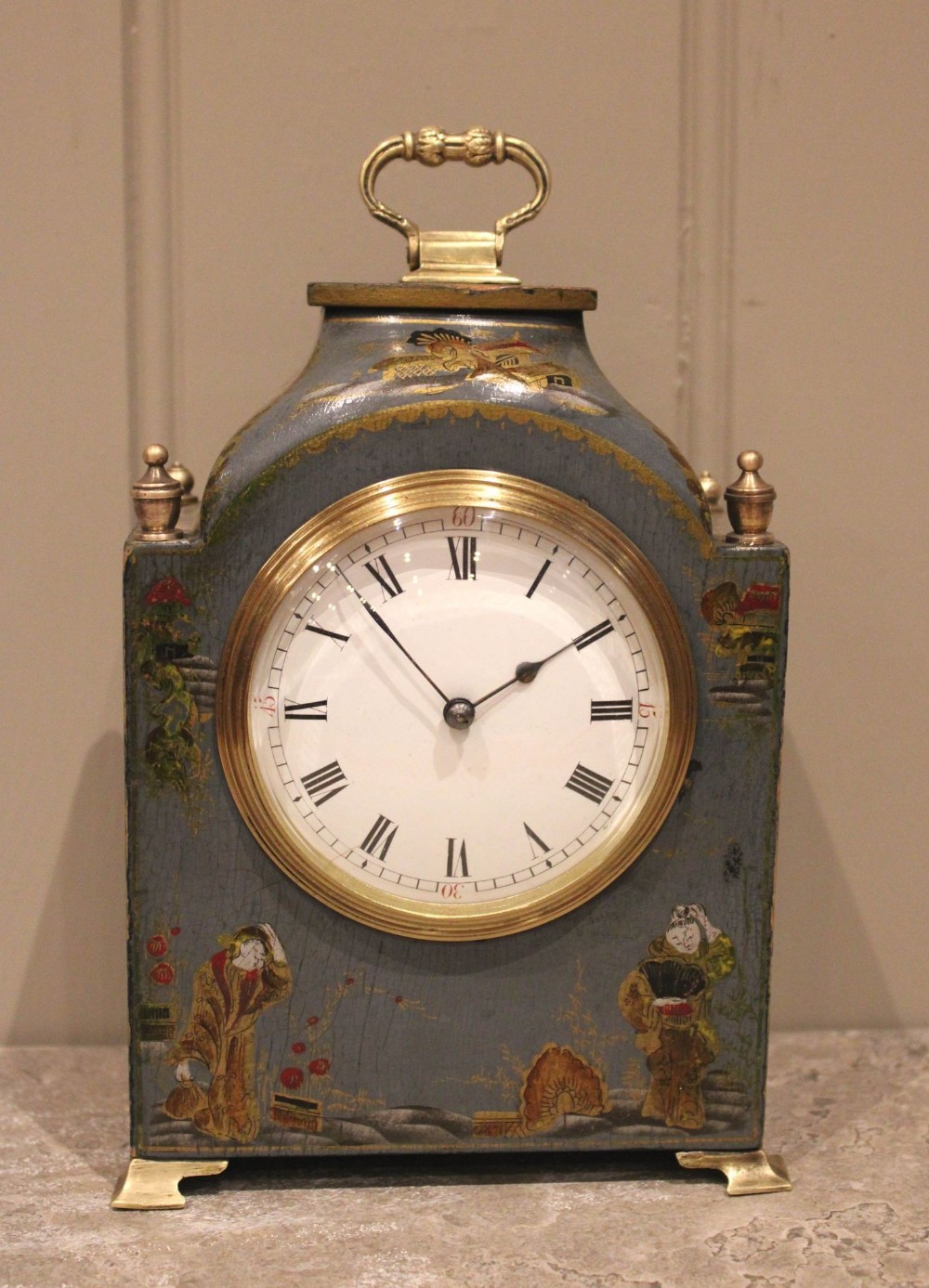 Small Blue Chinoiserie Mantel Clock
