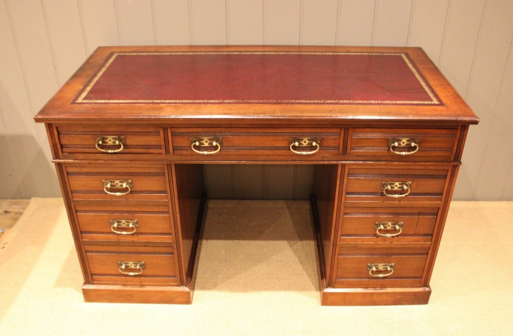 Late Victorian Walnut Pedestal Desk