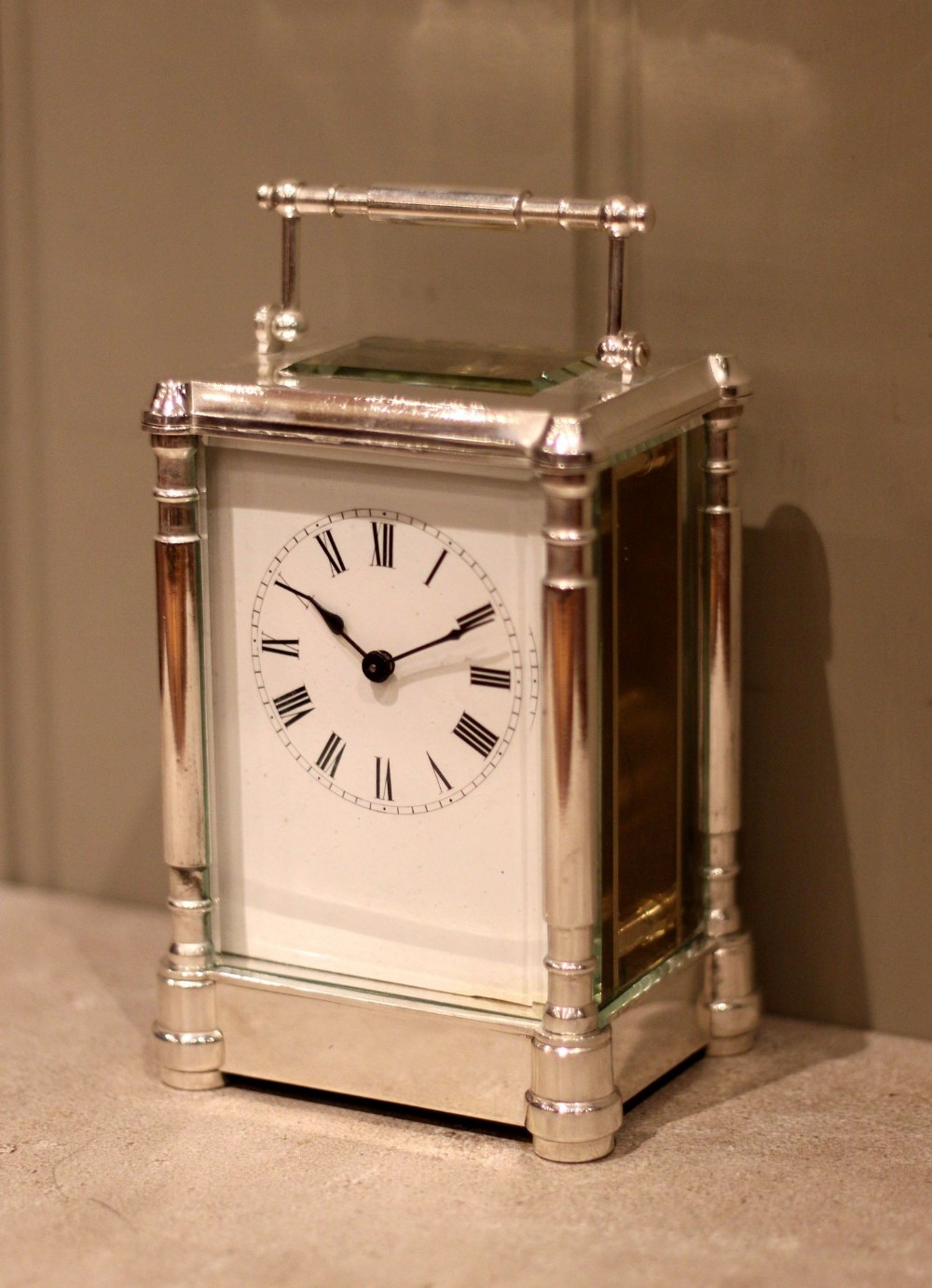 Well Proportioned Silver Plated Carriage Clock