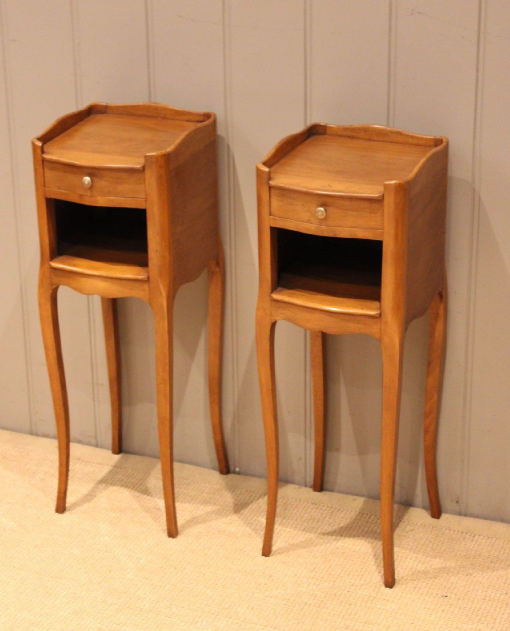 Pair Of French Beech Wood Bedside Cabinets