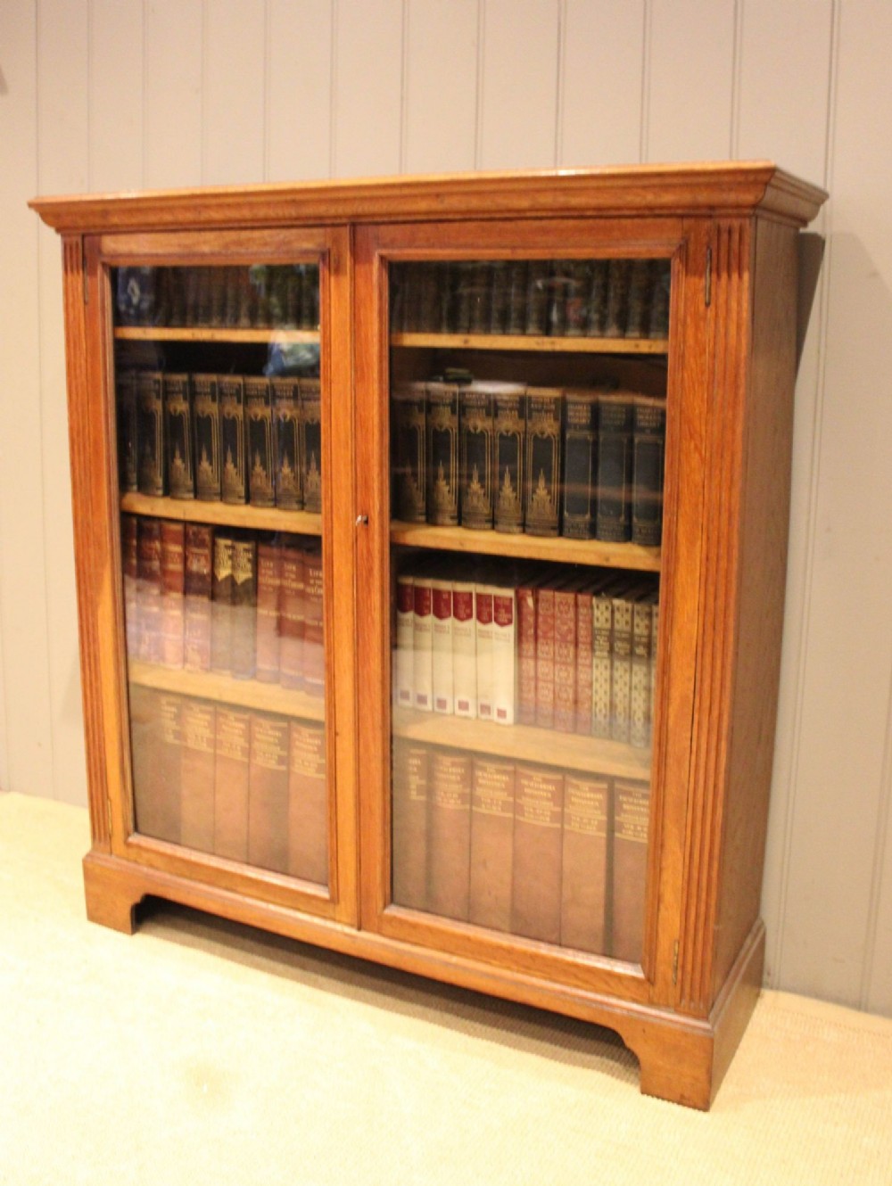 Edwardian Oak Glazed Bookcase
