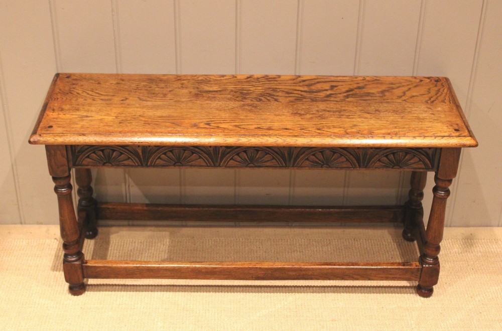 Long Low Oak Joint Stool