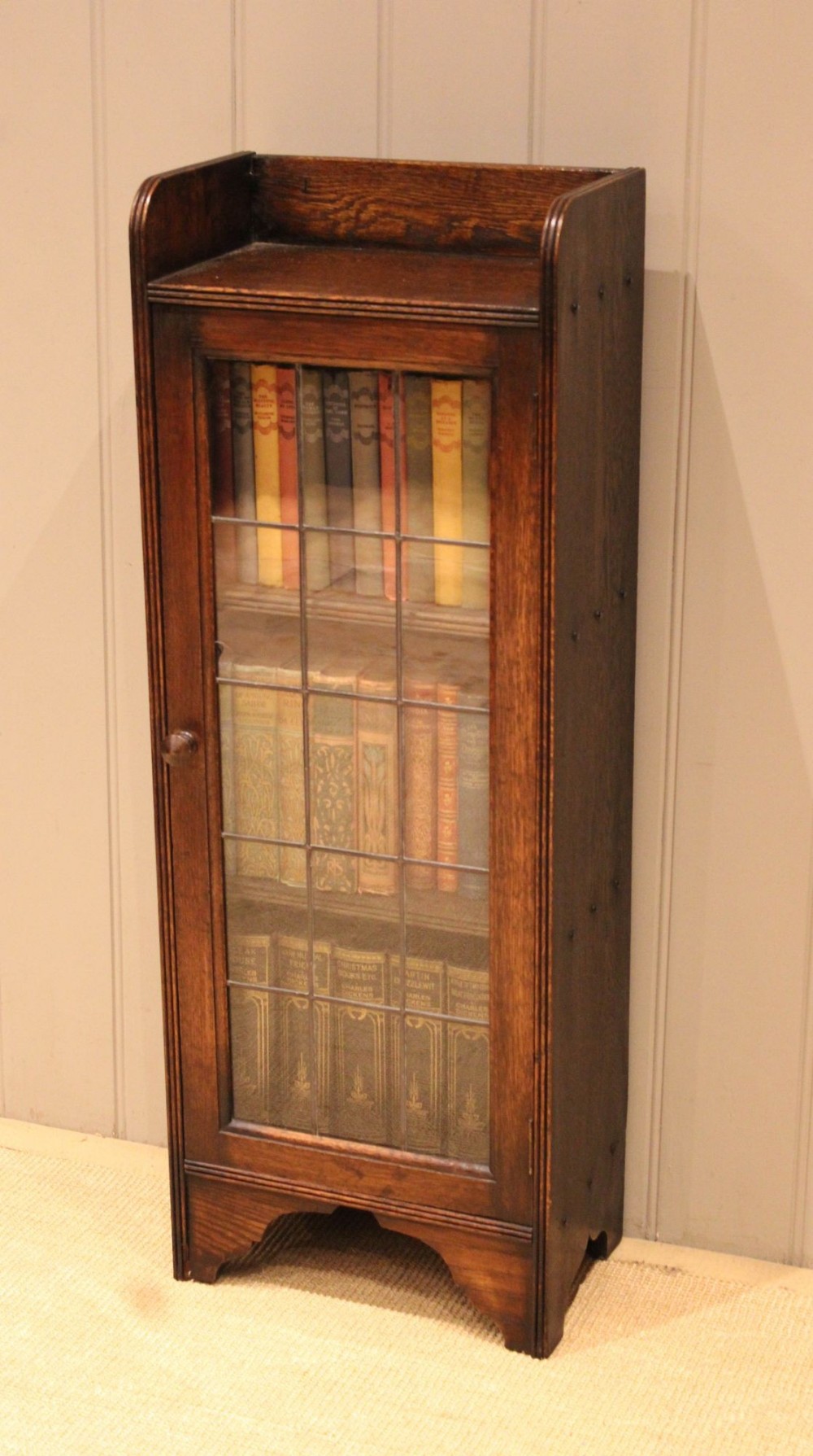 Slim Oak Glazed Bookcase
