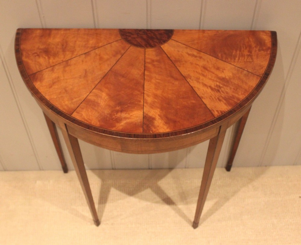 Small Sheraton Satinwood Demi Lune Console Table