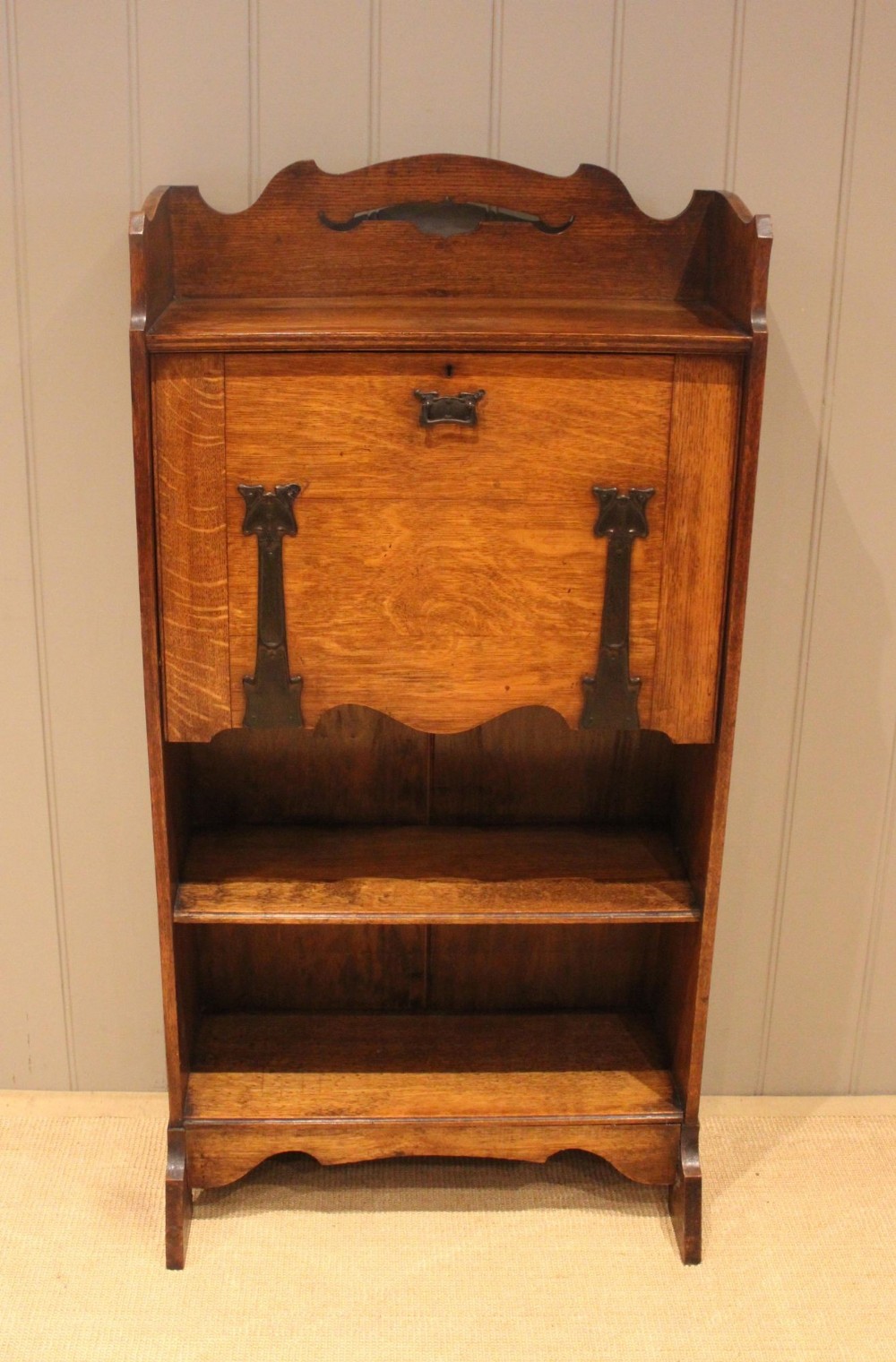 Solid Oak Arts & Crafts Narrow Bureau
