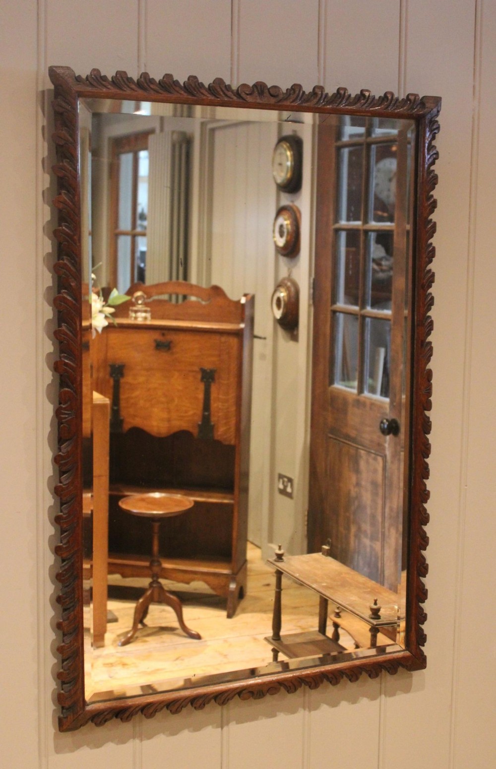 Late 19th Century Carved Oak Wall Mirror