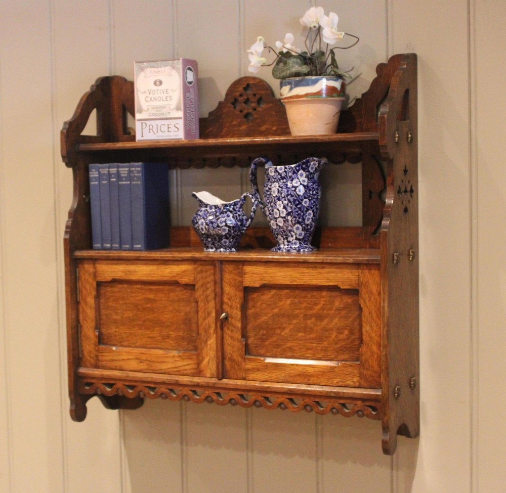 Victorian Solid Oak Wall Cabinet