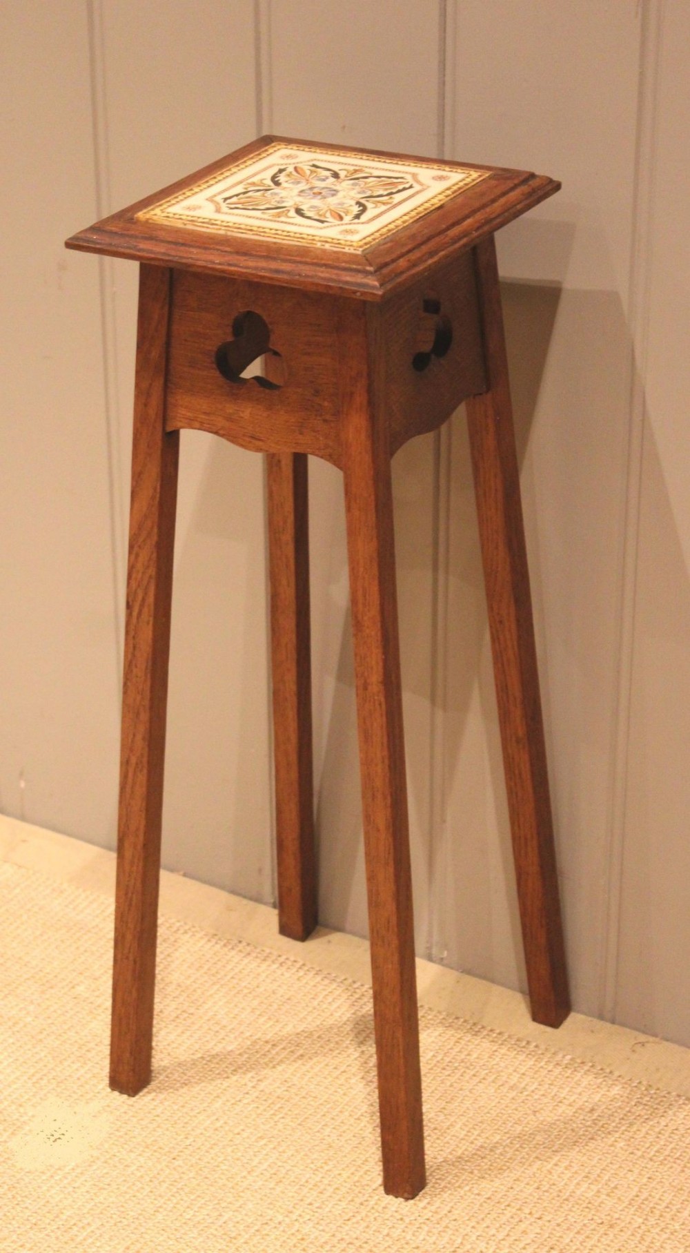 Small Late 19th Century Oak Tile Top Table
