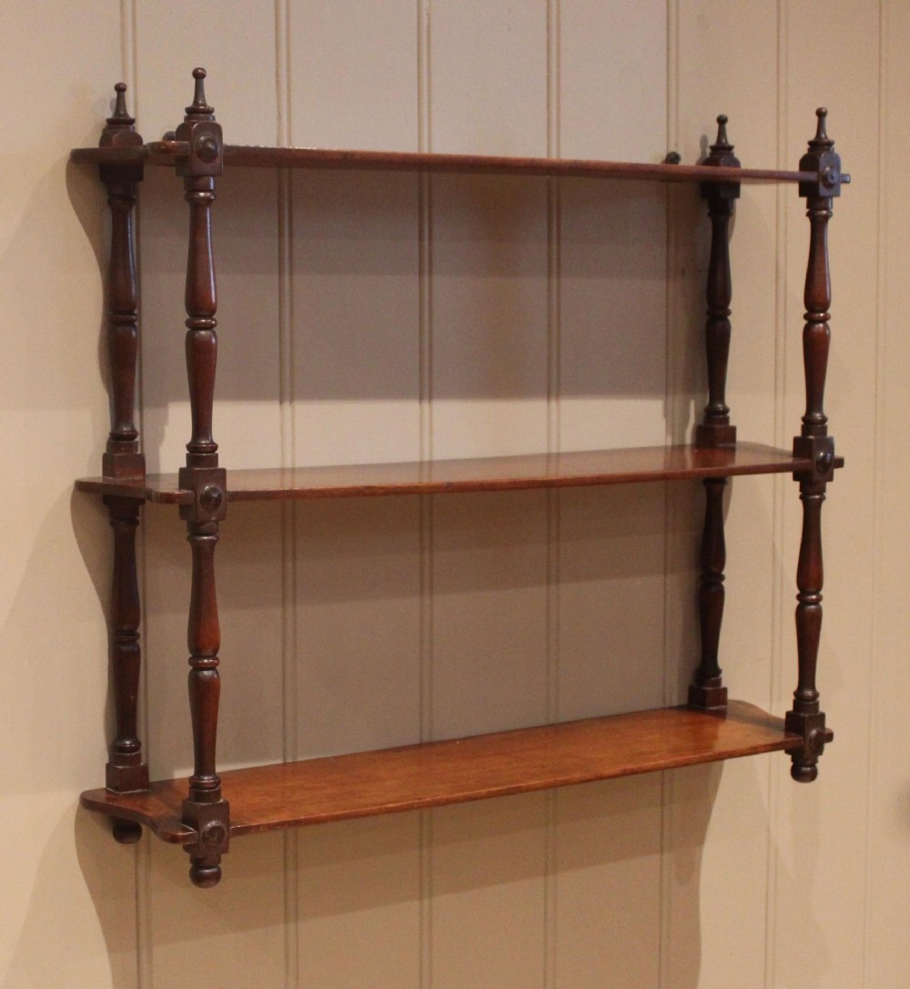 French Two Tier Mahogany Wall Shelves