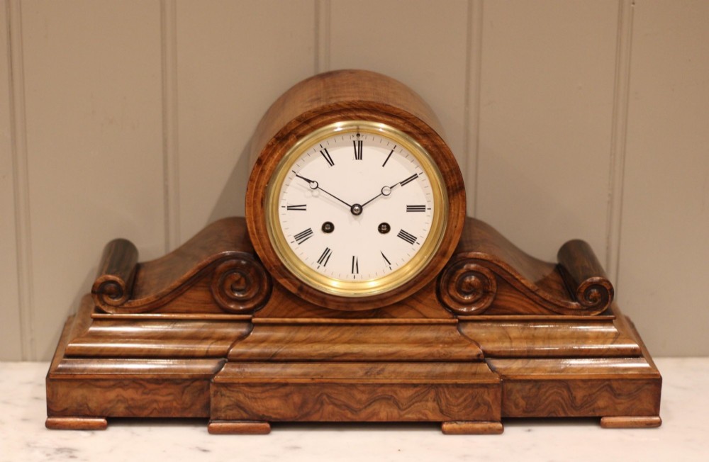 Substantial French Walnut Mantel Clock