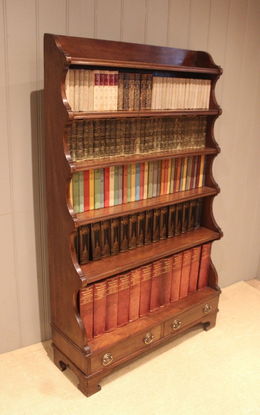Tall Mahogany Open Waterfall Bookcase