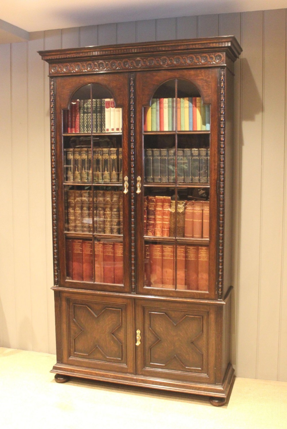 Substantial Oak Cabinet Bookcase