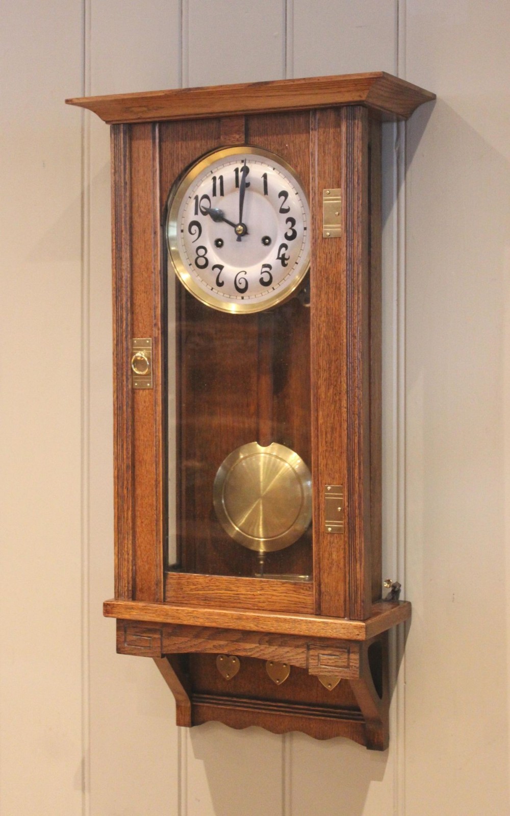 Oak Arts & Crafts Striking Wall Clock