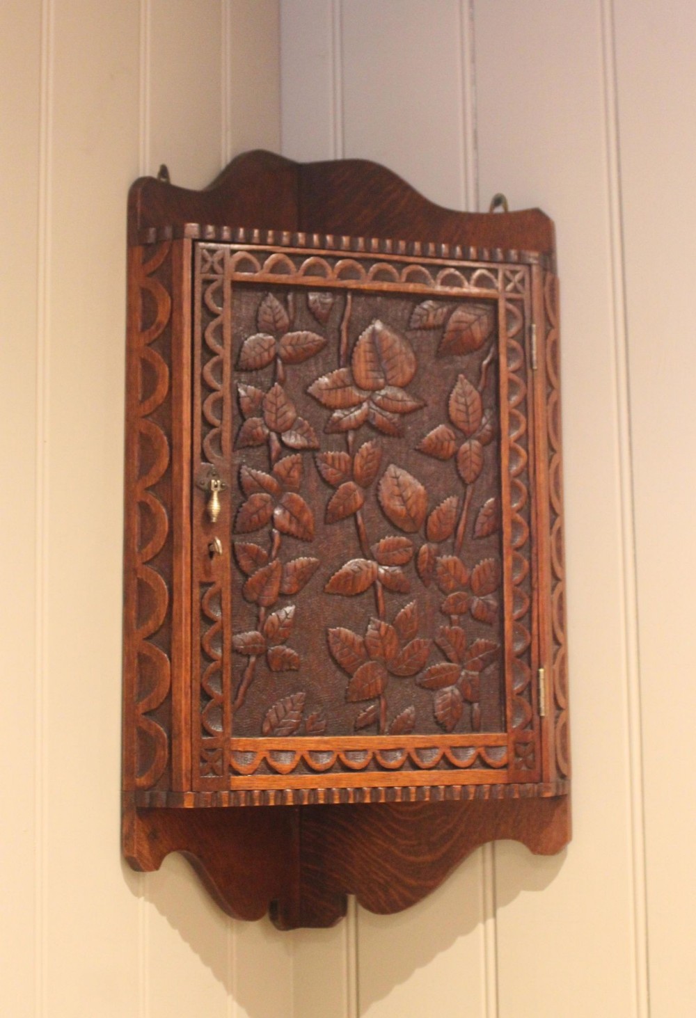 Late Victorian Carved Oak Wall Cabinet