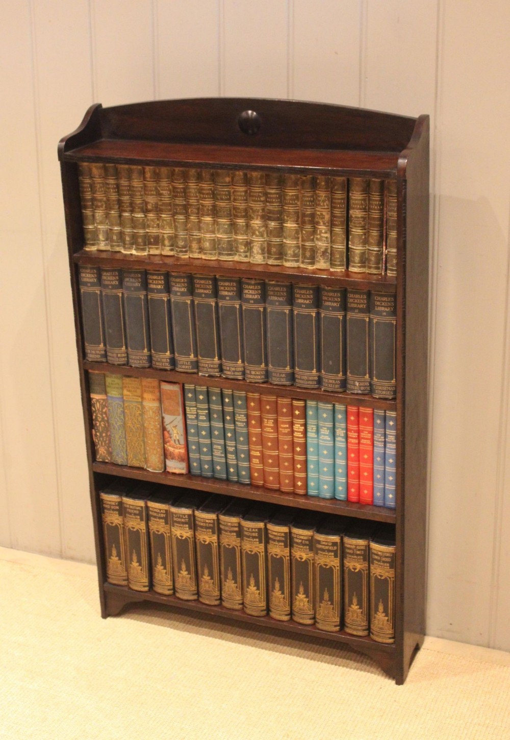 Oak Open Bookcase With A Beaded Edge
