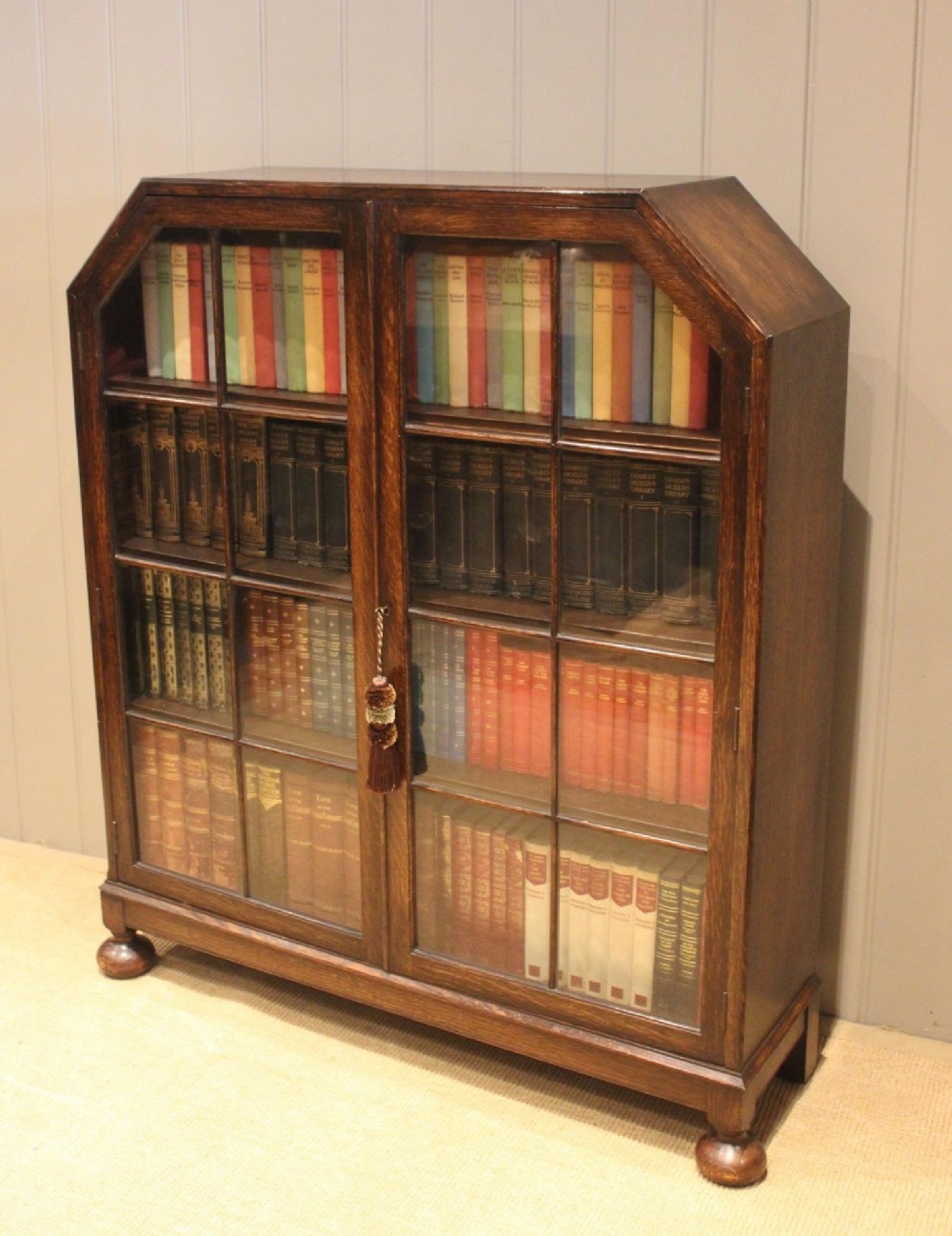 Art Deco Oak Glazed Bookcase