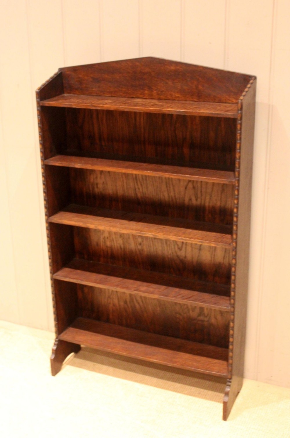 Oak Open Bookcase Having A Beaded Edge