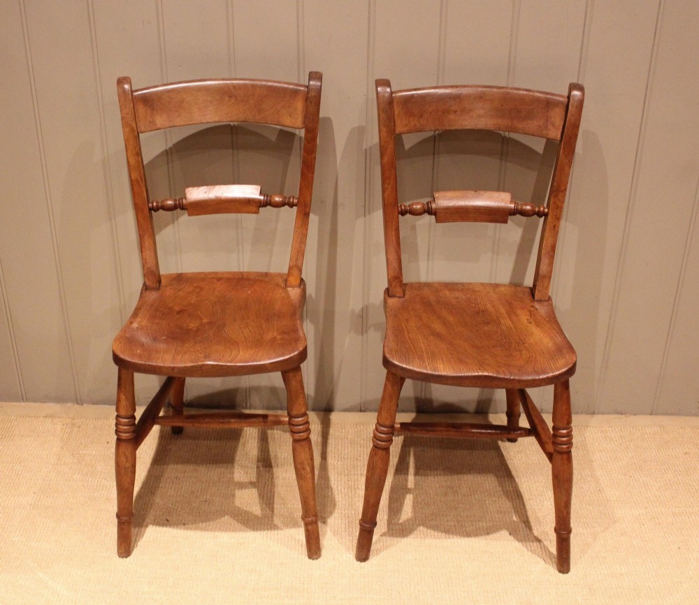 Matched Pair Of Beech & Elm Bar Back Chairs