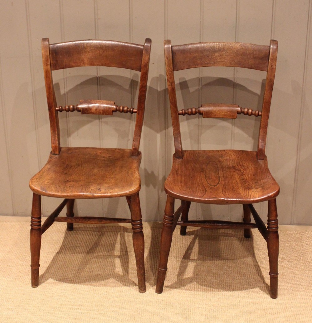 Matched Pair Of Beech & Elm Bar Back Chairs