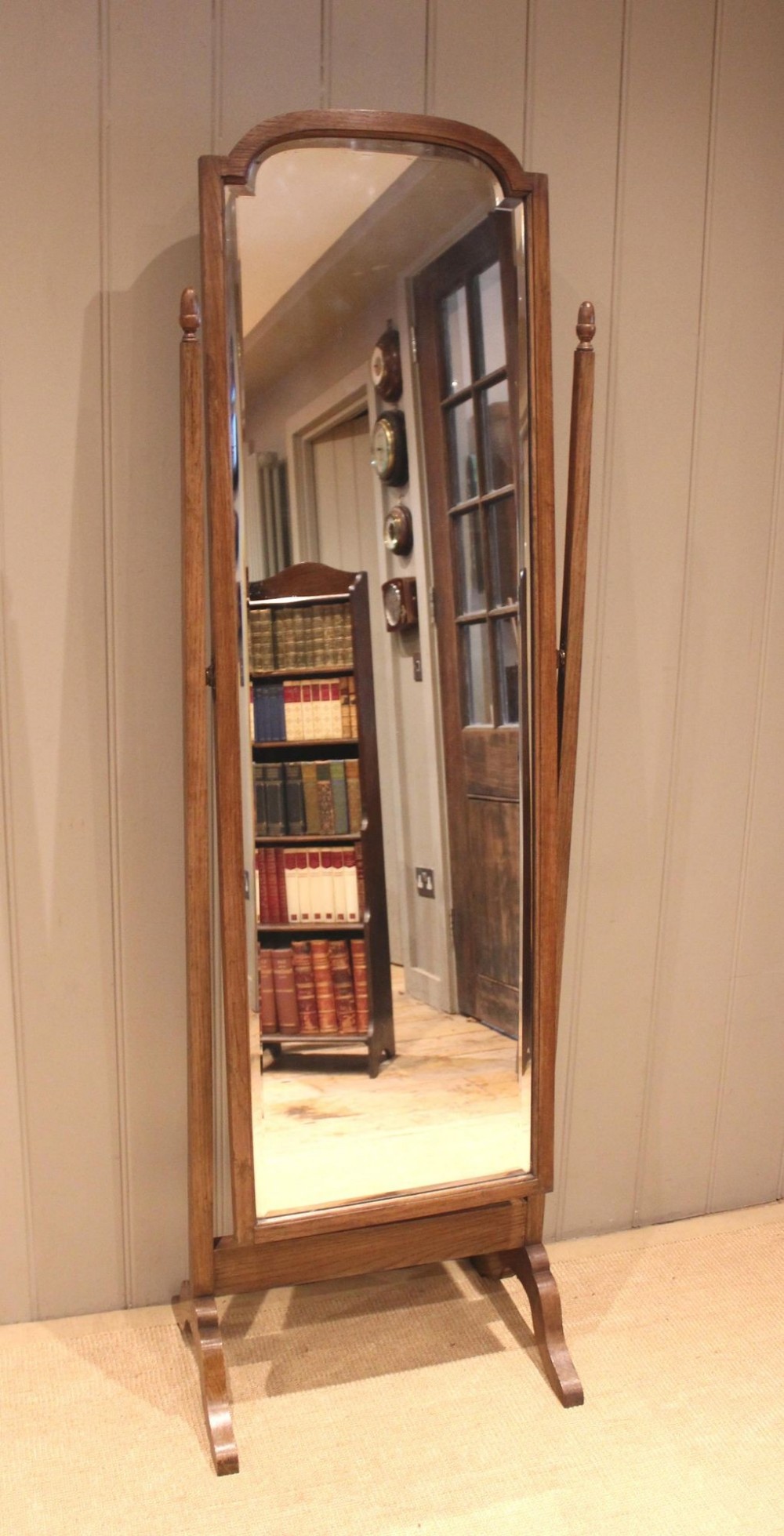 Oak Arch Top Cheval Mirror