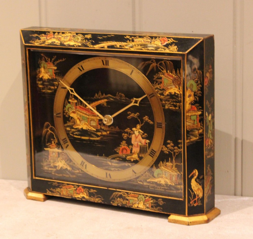 Black Chinoiserie Mantel Clock
