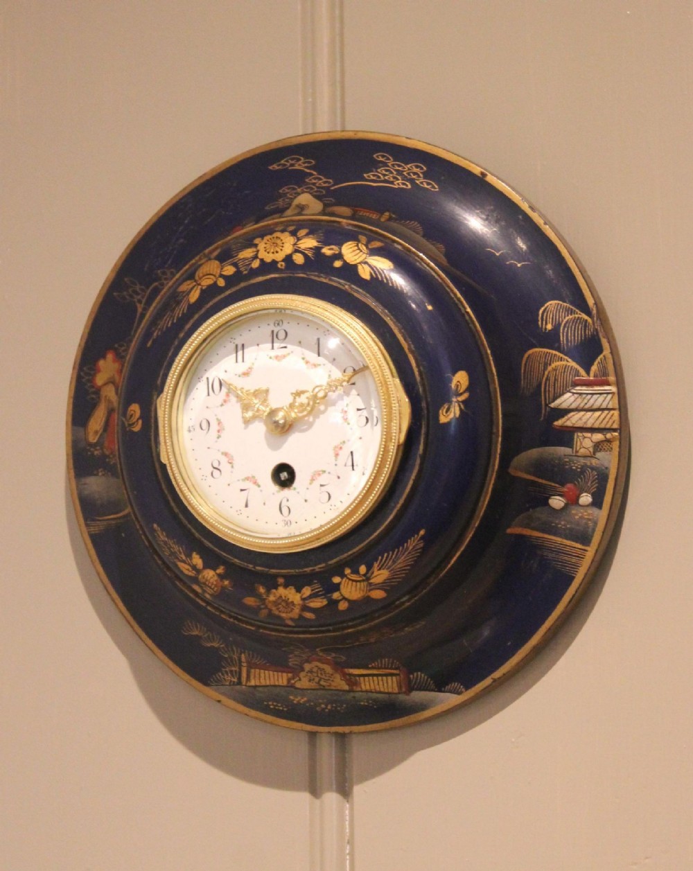 Small Blue Chinoiserie Wall Clock