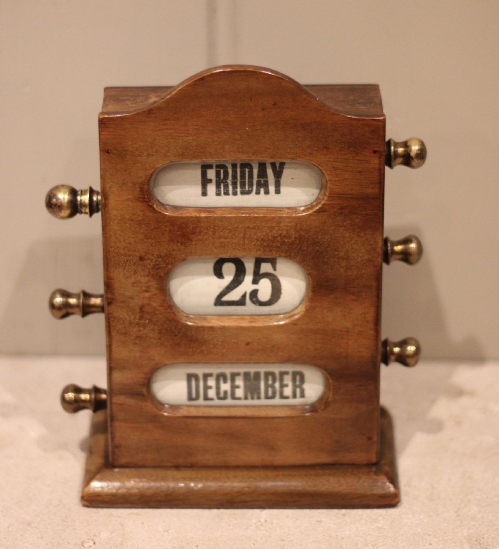 Late 19th Century Walnut Perpetual Desk Calendar