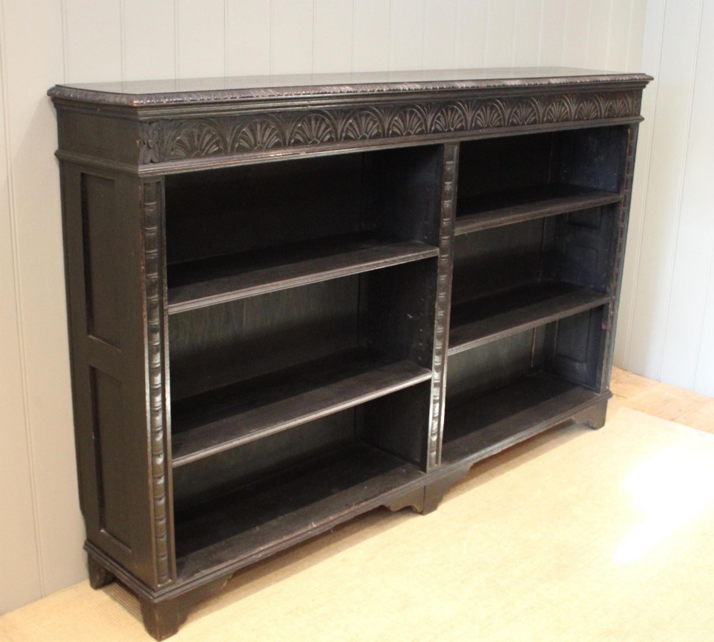 Substantial Dark Oak Open Bookcase