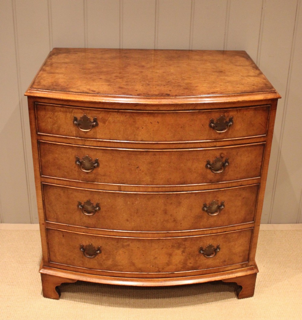 Burr Walnut Bow Front Chest Of Drawers