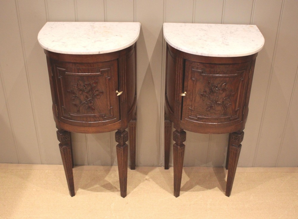 Unusual Pair Of French Demi Lune Bedside Cabinets