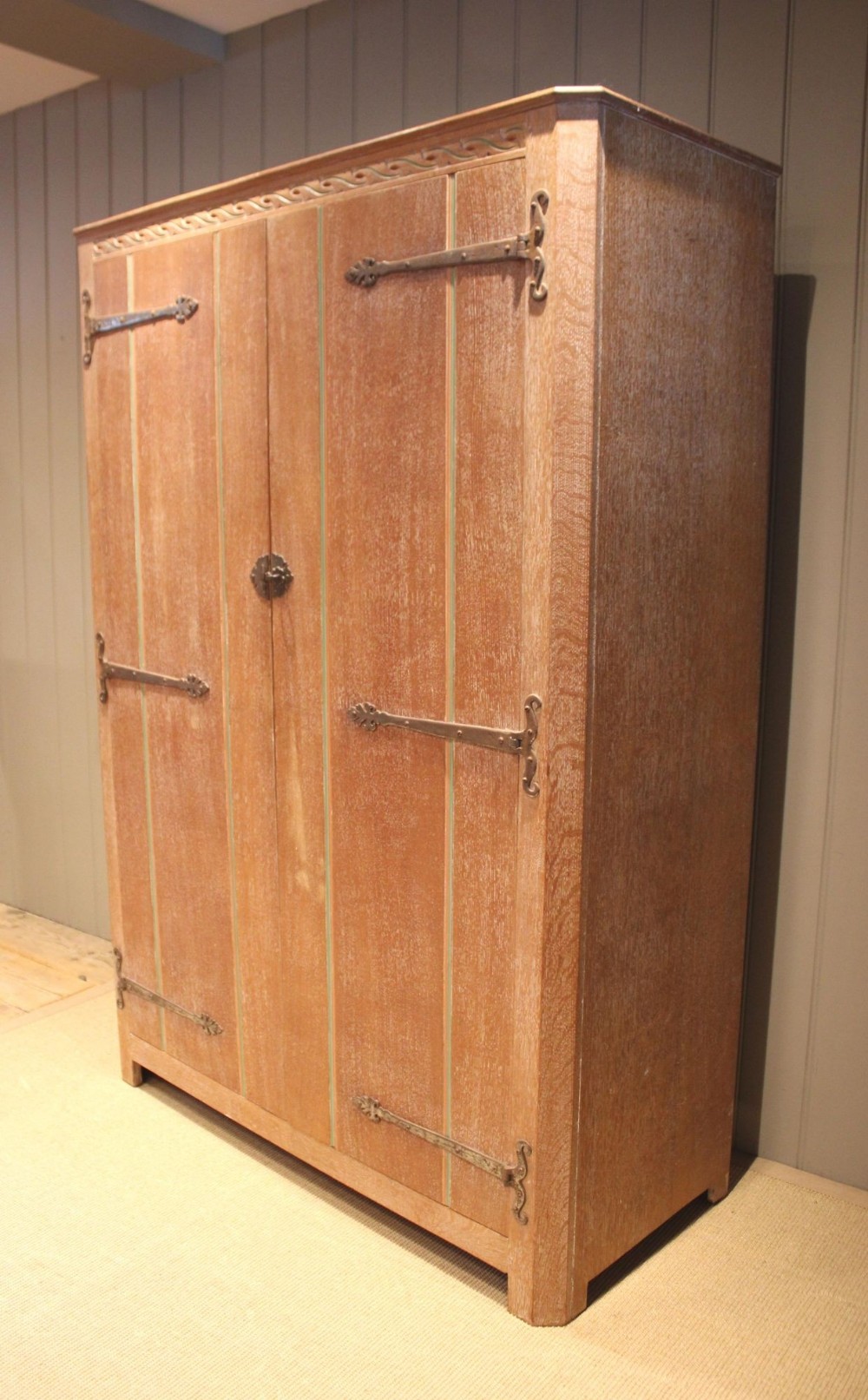 Limed Oak Two Door Wardrobe