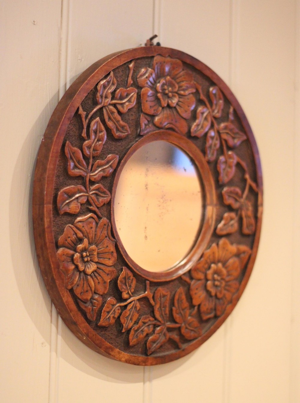 Small Carved Oak Wall Mirror