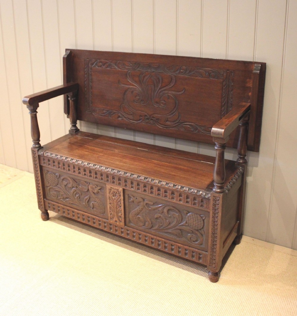 Victorian Oak Monks Bench
