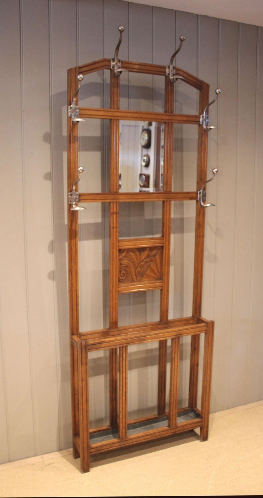 Narrow French Oak Hall Stand