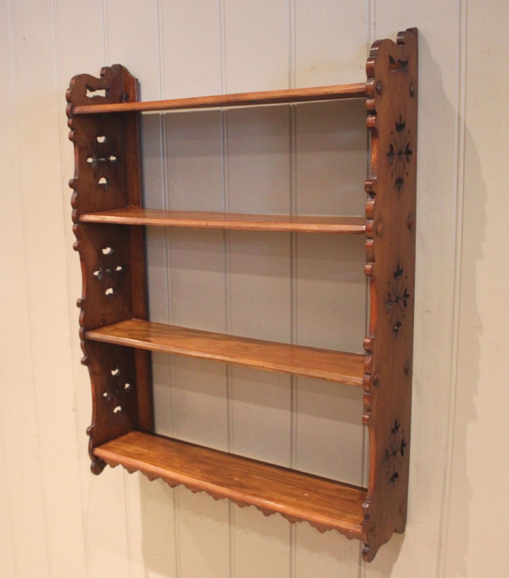Victorian Walnut Four Tier Wall Shelves

