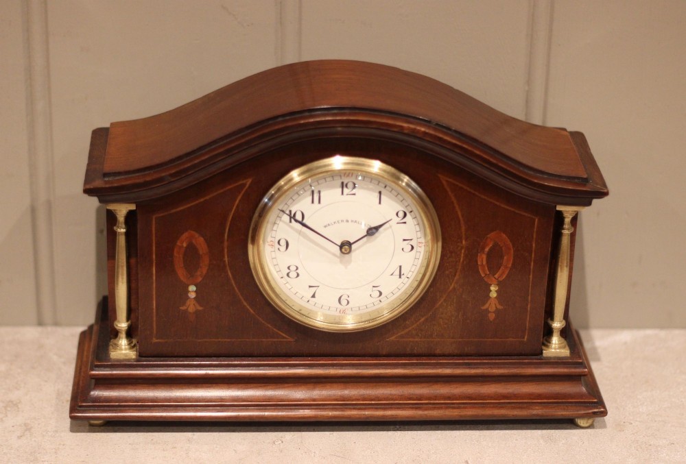 Edwardian Mahogany & Inlay Timepiece Manel Clock