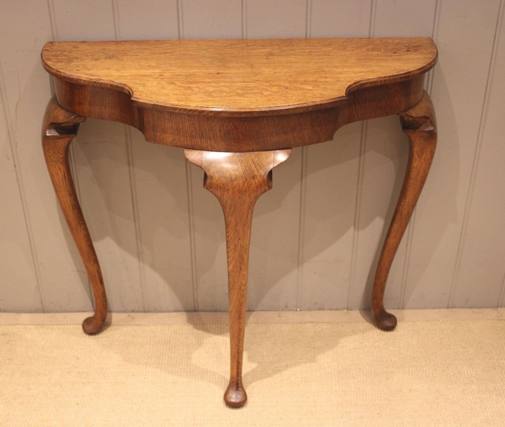 Solid Oak Demi Lune Side Table