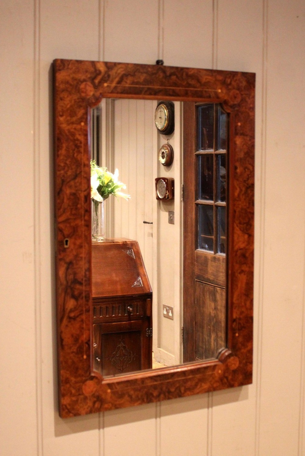 Walnut Inlaid Wall Mirror
