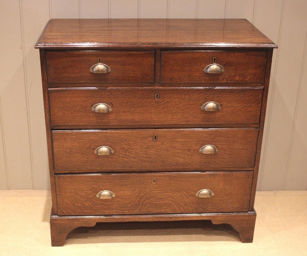 Late Georgian Solid Oak Chest Of Drawers