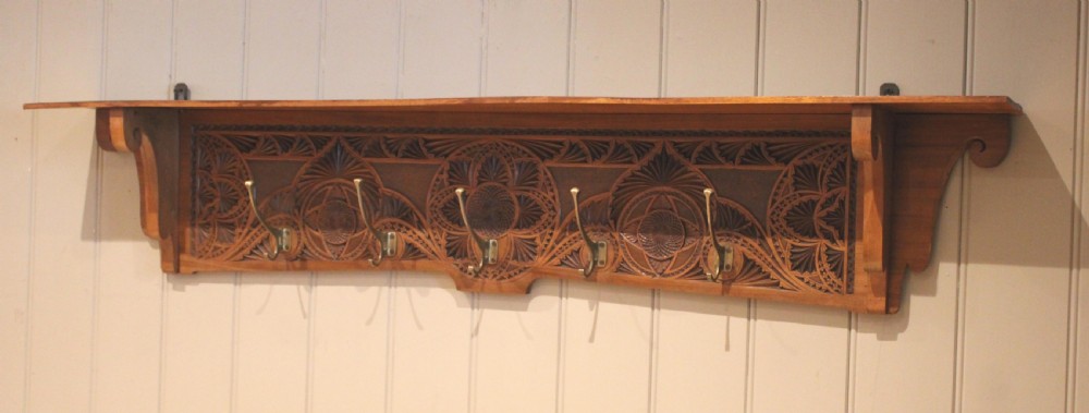 Edwardian Walnut Wall Shelf With Hooks View VI