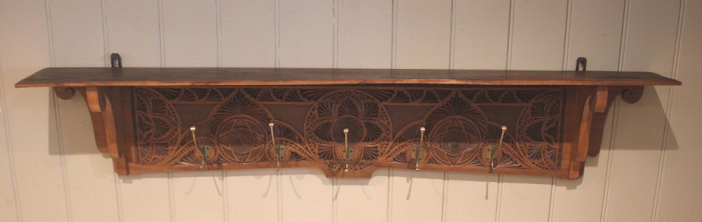 Edwardian Walnut Wall Shelf With Hooks View IX
