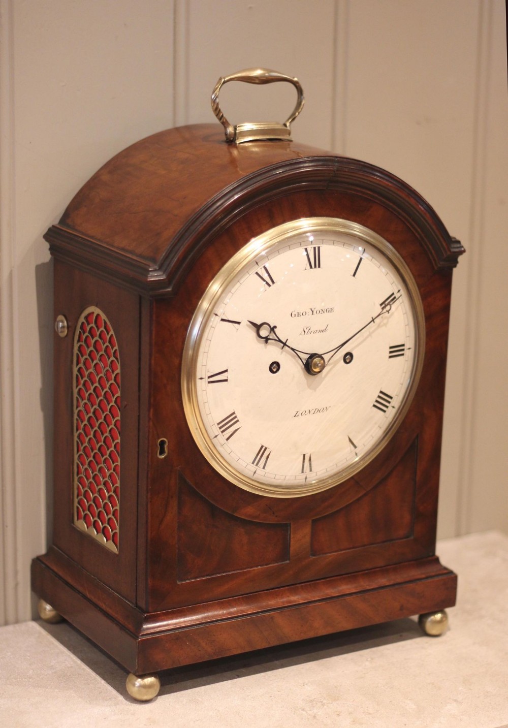 Late Georgian Mahogany Arch Top Bracket Clock
